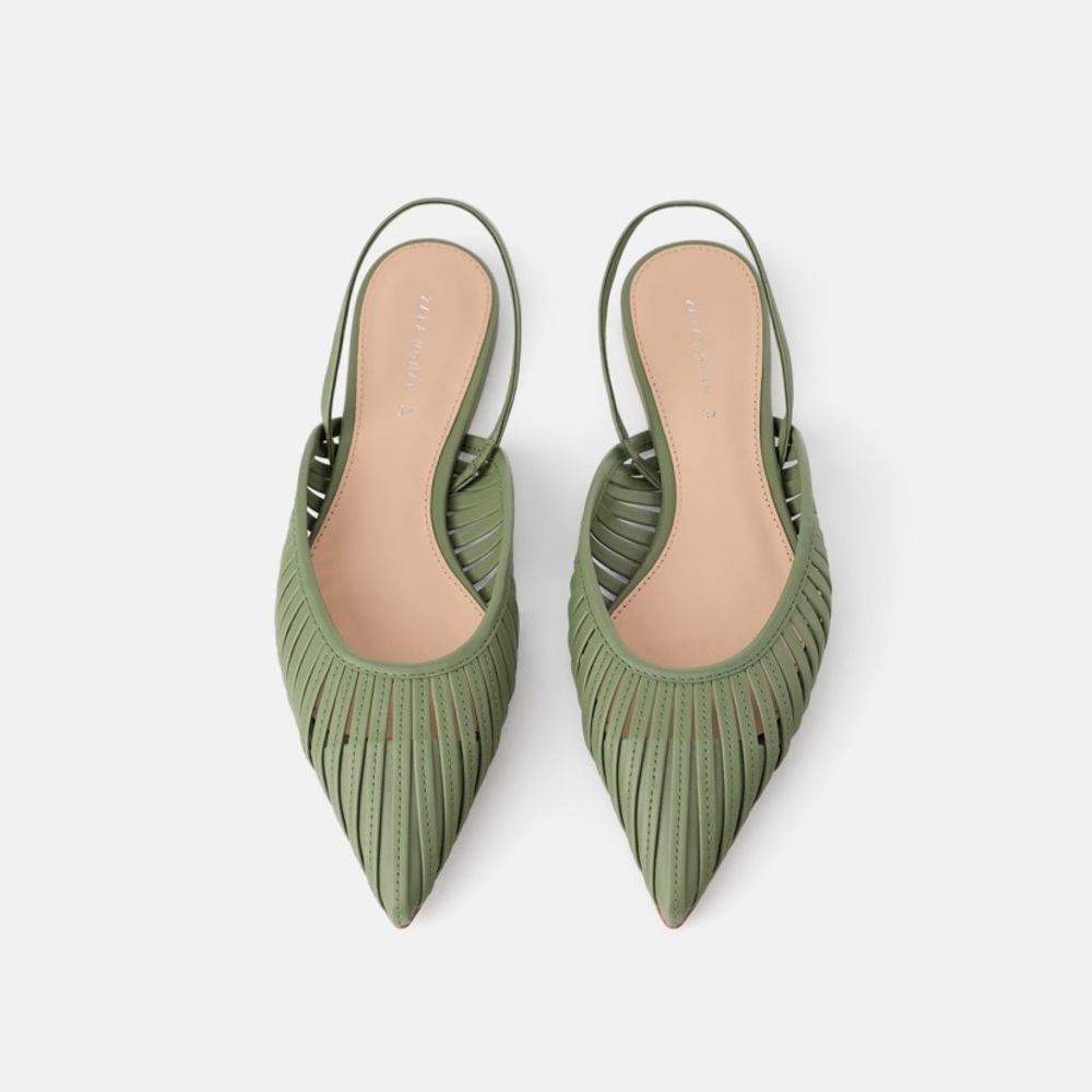 Zara flat green mule women size 36